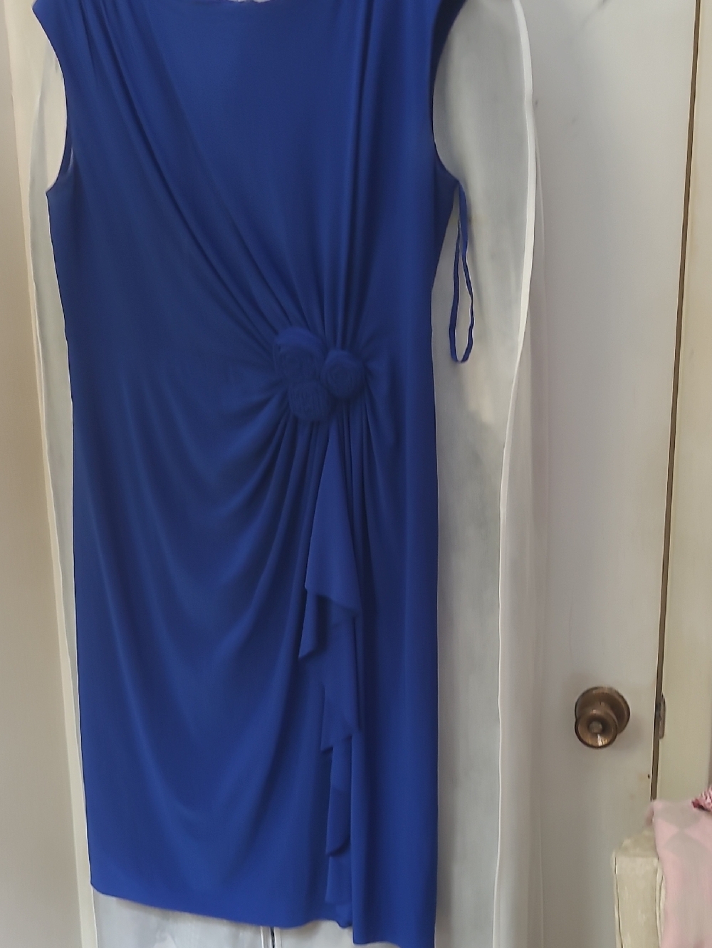 Jones New York Cobalt Blue Sleeveless Midi Dress with Knot Detail